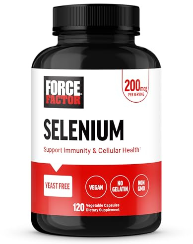 Force Factor Selenium Immune Support Supplement, Selenium 200mcg Capsules to Support Immune Defense, Immunity Supplement, Vegan, Non-GMO, 120 Capsules