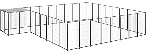 ARKEM Hundezwinger Schwarz 20,57 m² Stahl Welpenlaufstall Freilaufgehege Hunde Gitter