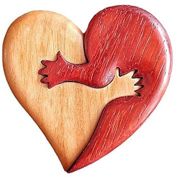 A Hug from My Heart for You Handgefertigte Holzschnitzereien Liebevolle Herzen Holz Intarsien Pinback Button Outfits für Hochzeiten und Valentinstag