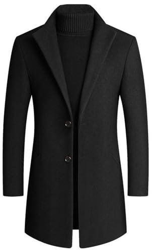 Icegrey Veste Blazer à Boutons pour Homme Manteau Coupe-Vent mi-Long épais et Décontracté Noir M