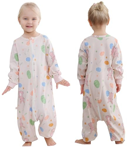 HAHASHOW Bebe gigoteuse avec jambes, Unisexe Manche Longue L'été Coton gigoteuse a pied, Bebe Pyjama Garcon Vetement Enfant Naissance Cadeau 18-24 Mois