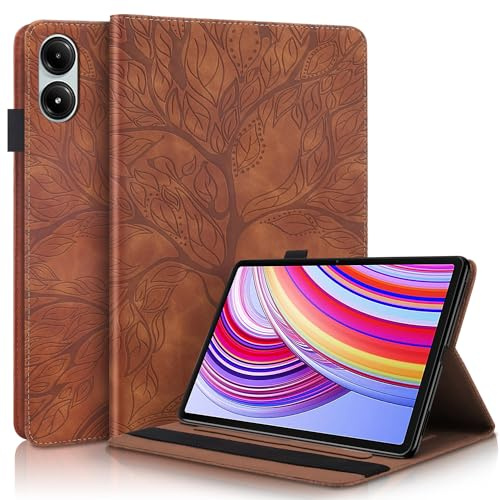Succtopy Coque pour Xiaomi Redmi Pad Pro 12.1 Pouces 2024 Housse de Protection avec Porte-Pencil, Étui à Rabat avec Support Fonction pour Tablette Xiaomi Redmi Pad Pro Marron