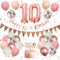 Adorely 10th Birthday Decorations Retro Pink Rose Gold, 25pcs Balloons, Banners & Cake Toppers for Girls (10 years old) Birthday Party Decorations