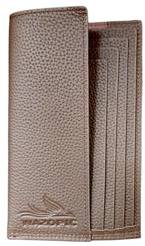 Wazopic Portefeuille Serveur, Serveuse, Véritable Cuir de Buffle Premium, 5 Compartiments, Porte Billet, CB, Ticket Restaurant, Chèque Vacances (Marron)