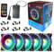 5 x 120mm Pack of Dual-Ring RGB Case Fans Set With Fan Hub And Remote Control, Adjustable Speed and LED Brightness, Quiet & High Airflow - 5 Pack 5x Kit 12cm, Small 6-Pin