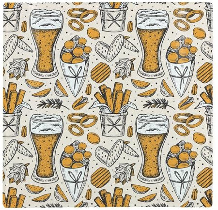 Beer Board Large Square Glass Worktop Protector - Pub Bar Drinks & Snacks Gifts for Him - Smooth Board Kitchen Chopping/Cutting Board Worktop Saver with Non-Slip Feet 30cm x 30cm (12 x 12)