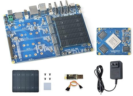 WayPonDEV CM3588 Plus Kit NAS modulo di archiviazione di rete, computer a scheda singola LPDDR5 da 32 GB, CPU RK3588 6TOPs GPU NPU Mali-G610, supporto SSD NVMe 4X per server cloud domestico,