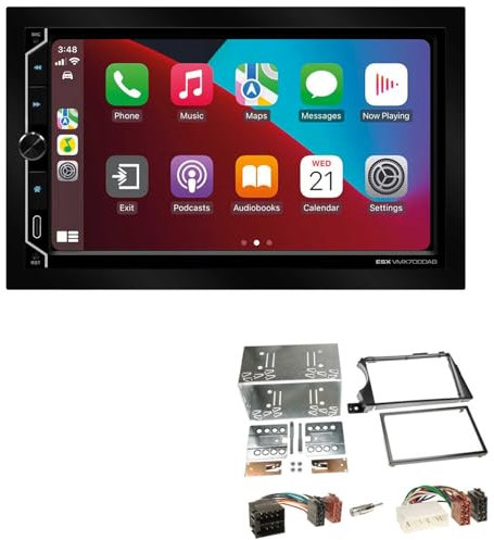 ESX VMX700DAB 2-DIN Autoradio kompatibel mit Wireless Apple CarPlay Android Auto Bluetooth DAB+ passend für SsangYong Kyron anthrazit mit OEM Radio