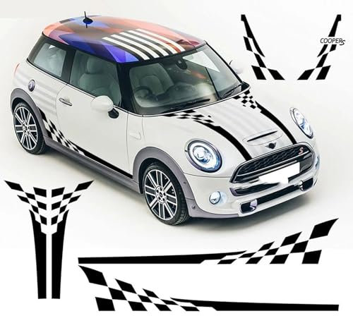 LYABYT Auto Styling Schachbrett Schachbrett Schachbrett Tür Seitenstreifen Aufkleber Motorhaube Kofferraum Dekor Aufkleber, für MINI Cooper R56 2006-2013