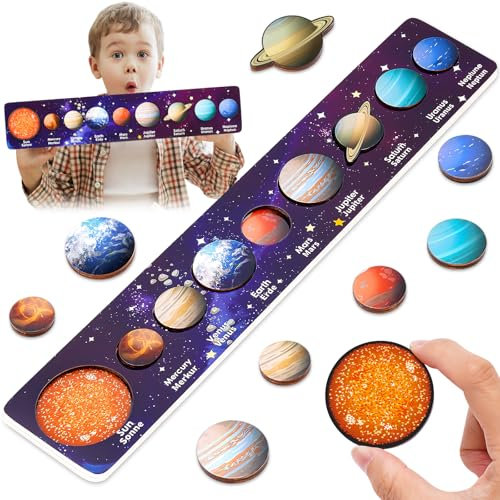 Montessori Spielzeug ab 3-6 Jahre Junge: Holzpuzzle Geschenk Jungen Mädchen 3 4 5 6 Jahre Kinder Puzzle ab 3-4-5-6 Jahre Sonnensystem Planet Kinderspiele ab 3-5 Jahre Junge Lernspiele Kinderspielzeug