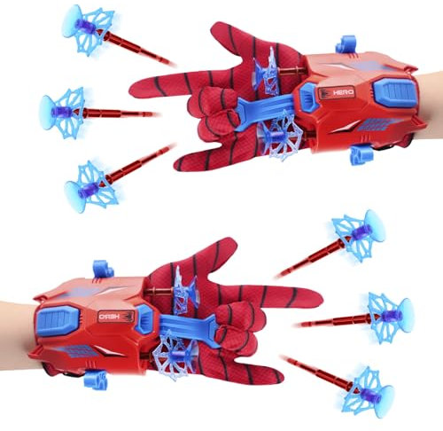 Jinhuaxin 2 Set Web Shooter Wrist Toys, Contains 2 Launchers, 2 Gloves, 12 Suction Cup Darts, for Boys and Girls Costume Cosplay Gift