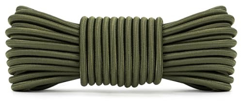 Abma Cord Gummiseil Expanderseil 5mm 10M Gummischnur UV Beständig Planenseil 100% Dehnung Spannseil für Plane, Anhängerplane, Sonnensegel, Zelte, Banner - Olivgrün