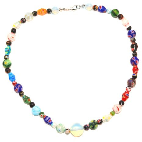 WOFASHPURET Handgemachte Glasperlen Halskette für Frauen Stilvolle DIY Opal Schmuck Einzigartige und Elegante Modehalskette als Perfektes für Jeden Anlass