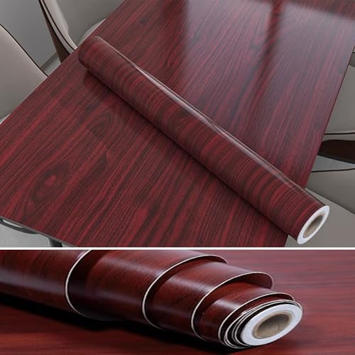 Eiauiuo Selbstklebende Tischfolie Klebefolie Holzoptik Möbelfolie PVC Tischdecke Holz Tischunterlage Wasserdicht Tapeten Möbelaufkleber für Tisch und Wand Schutz Dekofolie(Roter Ahorn,60x300cm)