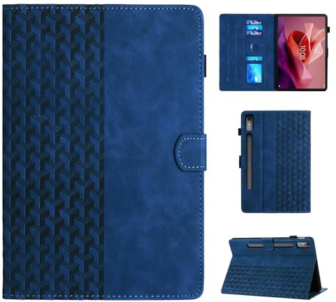 CASAFUNY Étui de Protection pour Lenovo Tab P12 12.7 2023 avec Porte-Stylo, Cuir PU de Haute Qualité Multi-Angle Étui de Protection pour Lenovo Tab P12 2023 12.7 Tablette Bleu