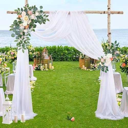 YedZen Querbehang, 160x600cm Vorhang für Hochzeit, Transparente Voile Vorhang, Dekostoff, Tüllstoff, Hochzeitsbogen, Dekoration für Wohnzimmer, Bühnendekoration, Freihanddeko, Zeremonie, 1Stk