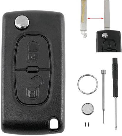 CE0536 For Citroen Berlingo 2009-2016 and For Peugeot Partner 2009-2016 2 Buttons Car Key Fob Case with VA2 Blade and Battery CR1620 Pin Removal Tool
