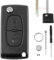 CE0536 For Citroen Berlingo 2009-2016 and For Peugeot Partner 2009-2016 2 Buttons Car Key Fob Case with VA2 Blade and Battery CR1620 Pin Removal Tool