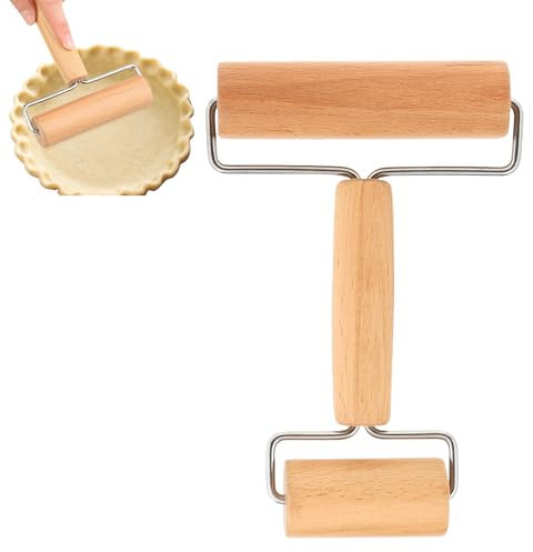 Teigroller Nudelholz Mit Zwei Rollen - Klein, Holz - Geeignet Zum Ausrollen Von Teig Mit Der Hand, Pizza, Desserts Und Knödelhäuten