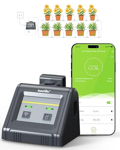 RAINPOINT WiFi Riego por Goteo Automático, Volumen de Agua Ajustable, Control Remoto por APP, Sistema de Riego Automático para Hasta 10 Plantas y Macetas de Interior