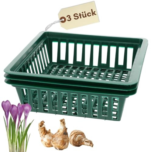 GarPet Pflanzkörbe für Blumenzwiebeln Pflanzkorb Blumenzwiebeln Pflanzkörbe für Tulpenzwiebeln Pflanzschalen Blumenzwiebel Tulpen Herbstpflanzung 28 x 26 cm 3 St.
