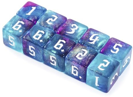 Yourandoll 10 STÜCKE Polyedrische Würfel Doppel-Farben D6 Würfel Dice 16mm Spielwürfel for DND RPG Tischspiele (Grün Lila)