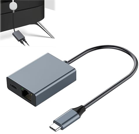 keyxer Adaptador Ethernet USB C de 1000 Mbps con carga de 100 W para Chromecast, adaptador Ethernet Chromecast. Perfecto para streaming estable y carga rápida, compatible con Waipu TV, adaptador USB c