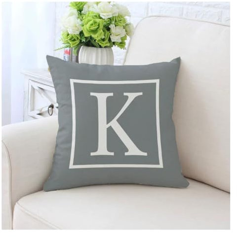 Wisafory 45 x 45 cm Kissenbezug Alphabet Kissenbezüge Zierkissenbezug mit Englischer Buchstabe ohne Füllung-kissenhülle Kissenschutz für Sofa, Couch, Zimmer, Schlafsofa, DIY, Home Deko K