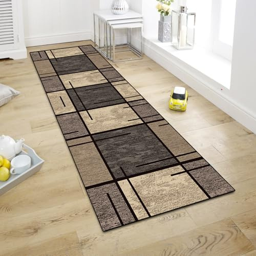 WTHYGB Teppich Läufer Flur Teppichläufer Küchenläufer Küche Teppiche rutschfest Waschbar Bettvorleger für Flur Waschküche, 80x200cm Beige