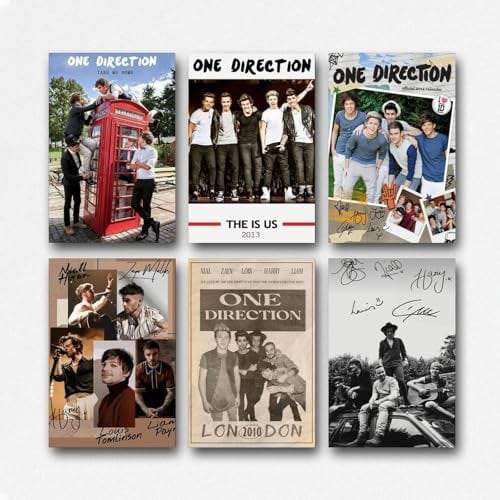 Maqiae Set von 6 Postern: Vintage Retro Musikband Cover, Signed Poster für Zimmer, Ästhetische Leinwand-Wandkunst, Schlafzimmer-Dekor, 08x12inch (20x30cm)