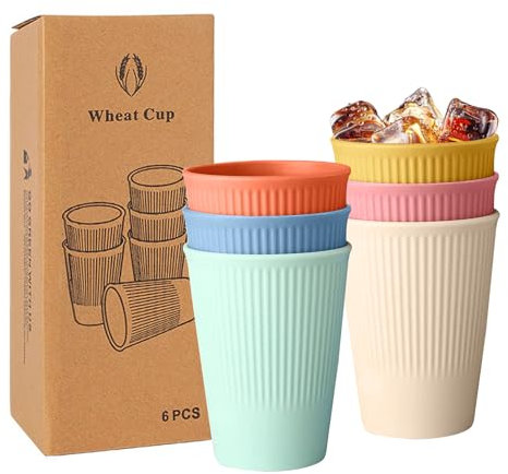 HAINLOGWANG 6er Kunststoffbecher, Tassen Becher Set aus PP, Becher Plastik, Mehrweg Plastikbecher, Trinkbecher Kinder und Erwachsene, Hartplastik Becher, Mikrowellen & Spülmaschinenfest