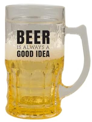 eBoutik -Novelty Fun Beer Chilled Double-Walled Stein - Freezable Cooling Drink Mug Tanker Glass for Birthday & Xmas Christmas Day Gift