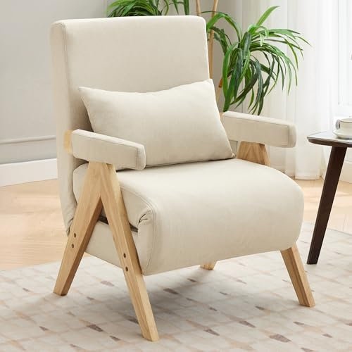 Kebnor Diseño moderno: sillón convertible 3 en 1 con función de dormir, con bandeja de madera, sillón plegable acolchado, asiento tapizado, silla de salón, cama individual, adecuado para sala de estar