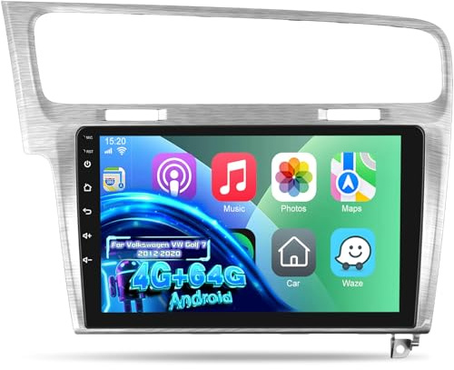 [4G+64G] Android Radio de Coche para Volkswagen VW Golf 7 2012-2020 con Wireless Carplay & Android Auto, Pantalla Táctil de 10,1 Pulgadas con GPS, WiFi, 32EQ, Bluetooth 5.0, Radio FM/RDS