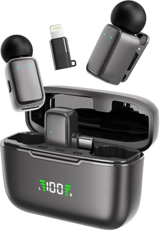 HITOZON Mini Micrófono Inalambrico Solapa para Teléfono iPhone/Android, Microfone Lapela con Reducción de Ruido para grabación de vídeo, Streaming, Vlogging, Youtube, Tiktok
