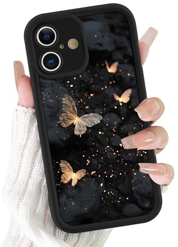 Xylota Handyhülle für iPhone 17 6,3 Hülle, Aesthetic Schmetterlinge Muster Mädchen Frauen Case, Weich Silikon Dünn TPU Bumper Stoßfeste Kratzfest Schutzhülle Cover für iPhone 17, Schwarz