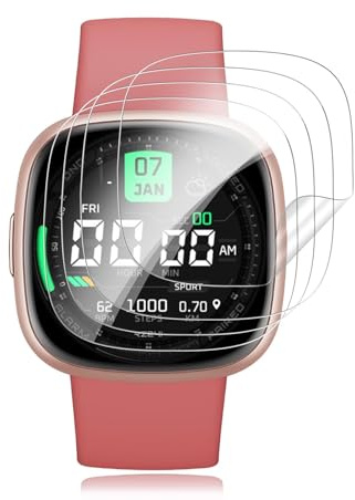 4 Stück für Panzerglas für Fitbit Versa 4/Fitbit Versa 3/Sense 2 Schutzfolie, Blasenfreie, Selbstheilende Schutzglas Folie, Sensitive Touch, TPU Kratzfest Panzerfolie, Anti-Fingerabdruck Displayschutz
