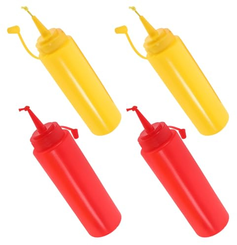 HEALSOPTHY Lot De 4 Fausses Bouteilles De Ketchup À Jet d'eau Jouets Amusants pour Faire des Farces Ketchup Et Moutarde