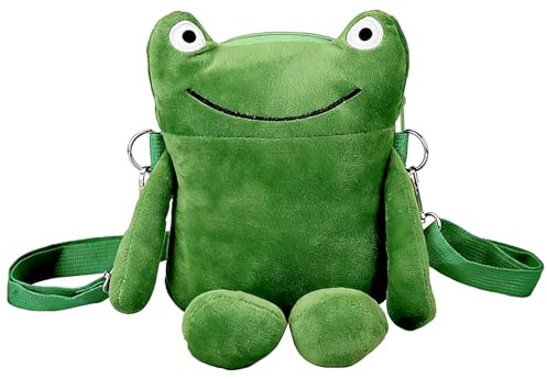 Frosch-Plüsch-Umhängetasche,Damen-Umhängetasche,Süße Mini-Schultertasche,Verstellbar Kleine Handytasche,Kuscheliges Spielzeug-Design,für Männer Damen Outdoor Reisen Alltag