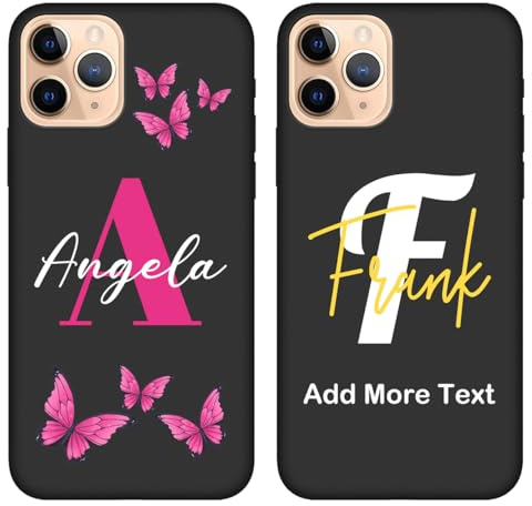 Schutzhülle mit individuellem Namen, kompatibel mit Apple iPhone 11 Pro, personalisierbarer Initialen-/Buchstabentext, Monogramm, individueller Schmetterling, Mädchen und Herren, klassischer Stil