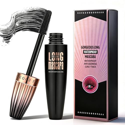 4D Fibre Soie Mascara 10ML,Noir Intense,Effet Faux Cils Naturel,Allonge et Recourbe les Cils, Imperméable et Tenue Longue Durée,Brosse Flexible pour Maquillage Quotidien et Soirée