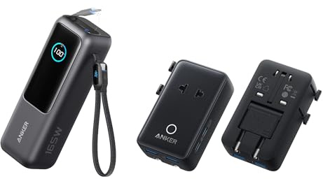 Anker Laptop Power Bank (25000mAh, 165W, 100W USB-C Ports) & Anker Nano Adattatore Universale da Viaggio (5 Porte)