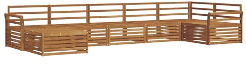vidaXL Sofagarnituren 7 pcs Natur Massivholz Akazie, Gartenlounge, langlebiges Ecksofa, Sitzmöbel für außen, Terrasse, Moderne Möbel, Bequeme Gartenmöbel