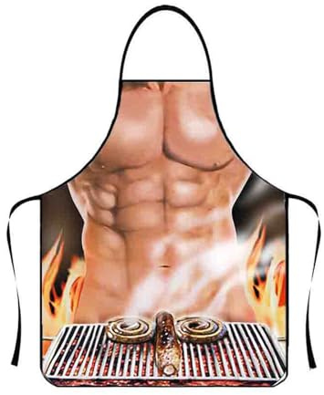 XENQITO 1 Piezas Delantal Hombre, Divertido Delantal Hombres, Delantal Cocina Hombre Divertido, Delantal de Cocina Sexy y Divertido Regalo para Novio Marido