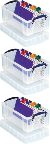 Really Useful Plastic Storage Box 5 Litre with XL Lid Clear (Pack of 3)