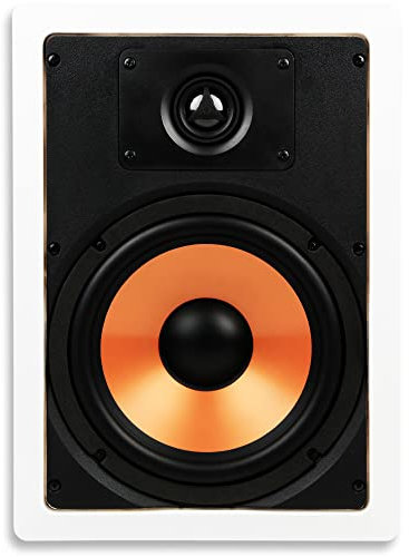 Micca M-8S 2-Way in-Wall Speaker, 10.0(W) by 14.1(H) Cutout, Home Theater, Whole House Audio, Indoor or Covered Outdoor, 8 Woofer, 1 Tweeter, White, Paintable, Each