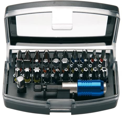 SW-Stahl 04126L Bitsortiment, 1/4, 32-teilig I Bit-Set S2 Stahl CR-V I Farbmarkiert I Torx PH Innensechskant I Magnetischer Schnellwechselhalter I Kompakte Bit-Kassette mit Gürtelclip