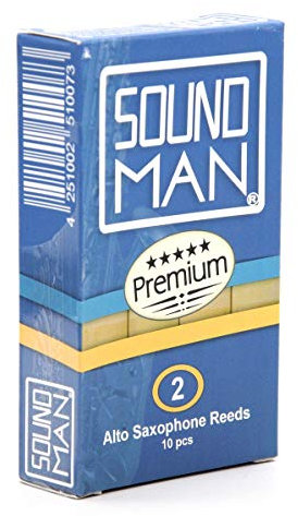 Soundman® Blättchen für Altsaxophon - 10 Rohrblätter für Saxophon - Schachtel à 10 Stück - Stärke 2,0