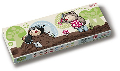 NICI 38305 - Buntstifte-Box Igel und Maulwurf, 8 Stück, 16 Farben