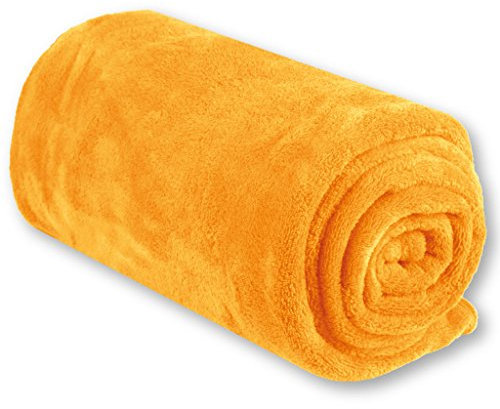 Bestlivings Babydecke Wickeldecke Schmusedecke Kuscheldecke Krabbeldecke Mikrofaser in vielen Grüßen und Farben (ca. 90x140 cm/Hellorange - Marigold)